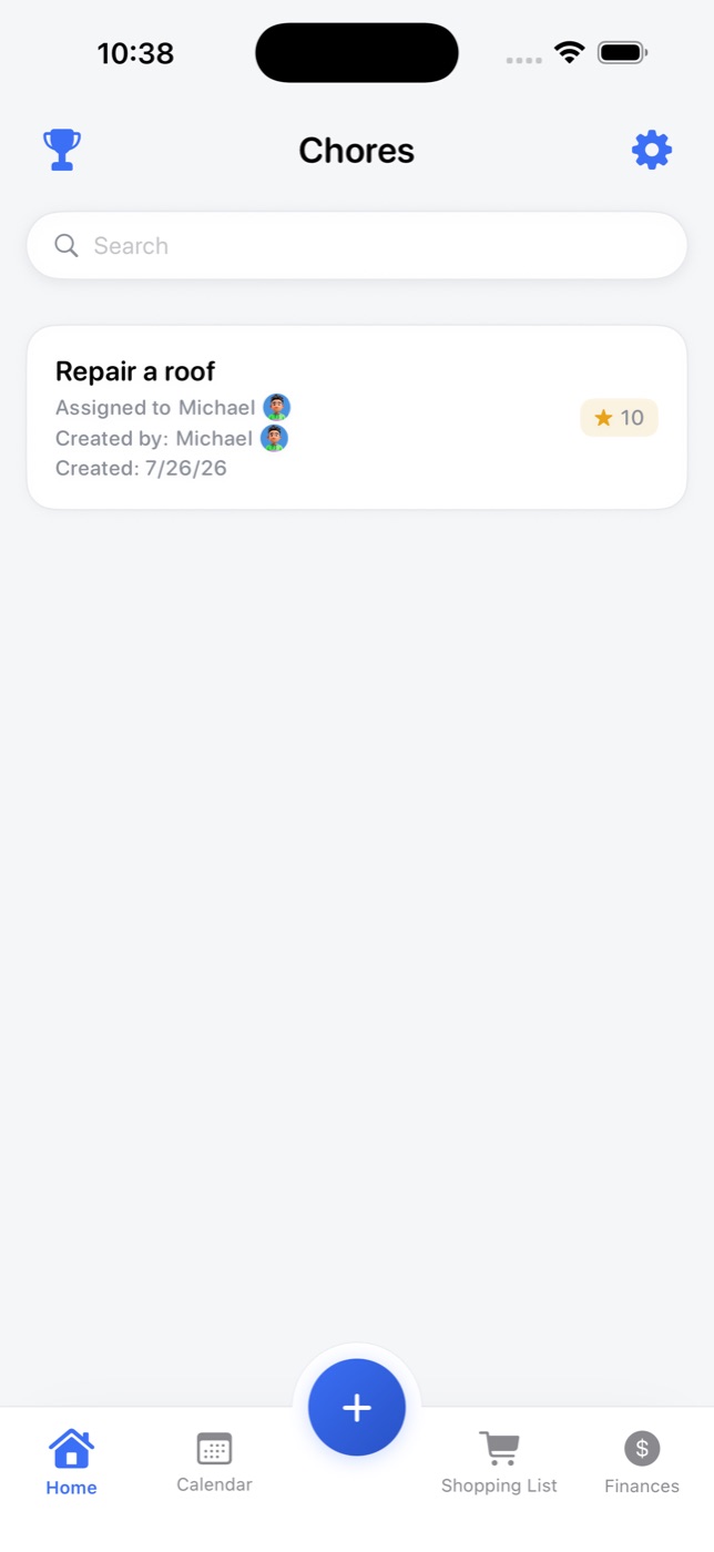 MyChorito app showing the Chores screen with a task assigned to Michael